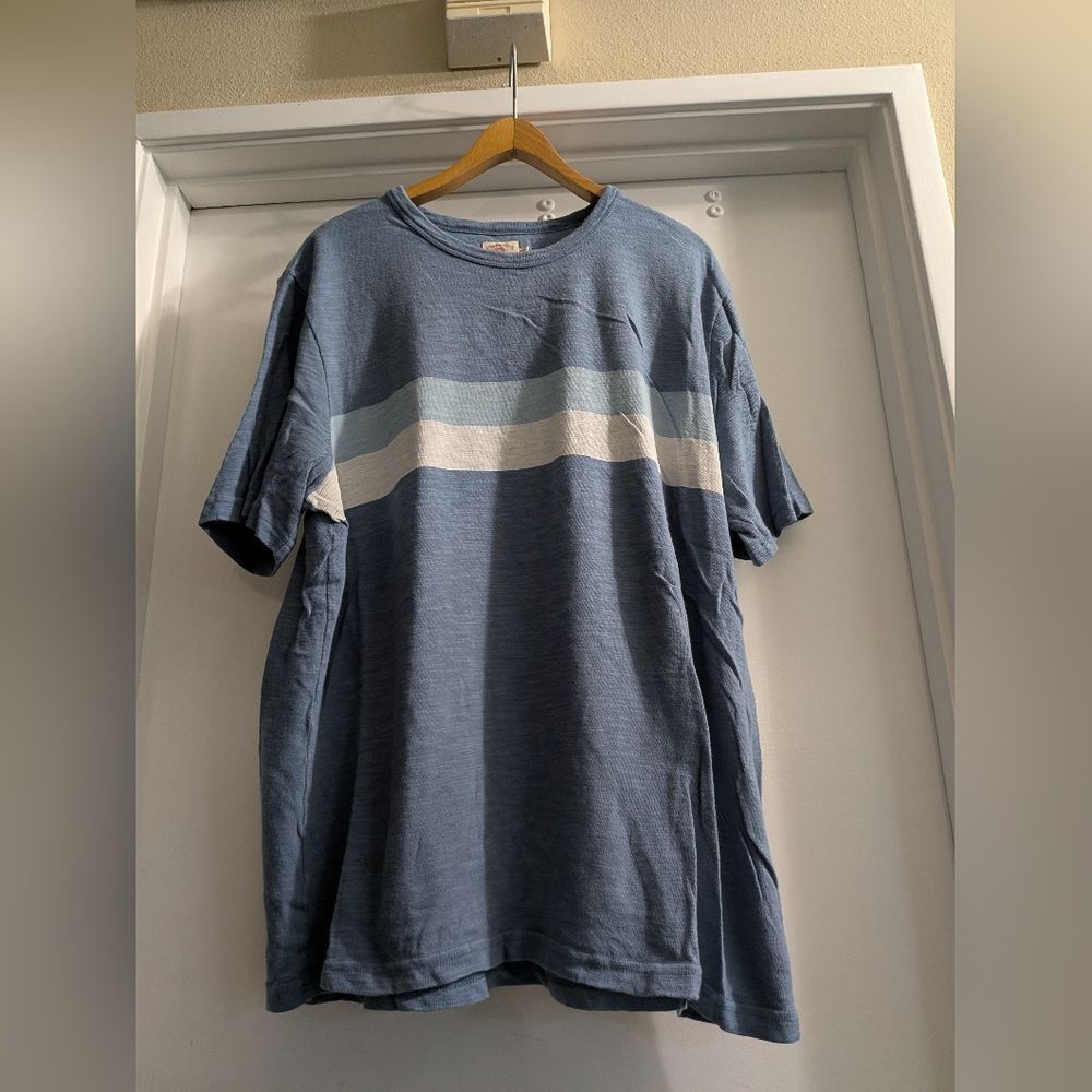 Faherty - Striped Slub Cotton-Jersey T-Shirt - Blue XL - Picture 4 of 8